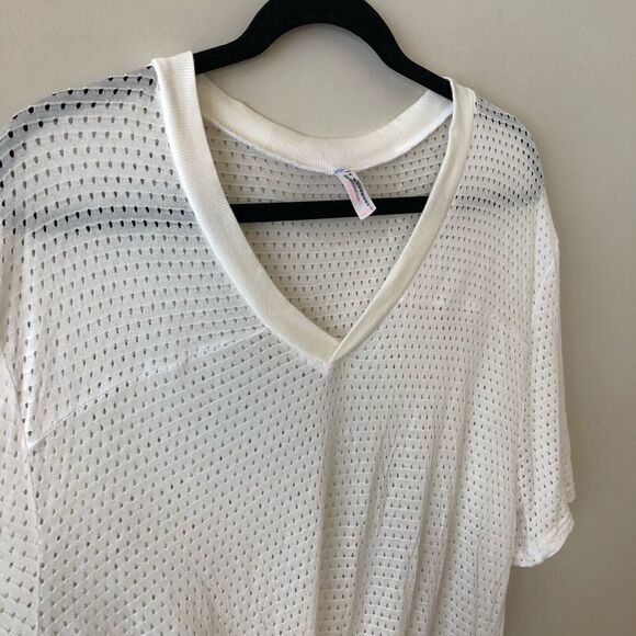 FREE People Movement V Neck White Mesh Top - Picture 4 of 5